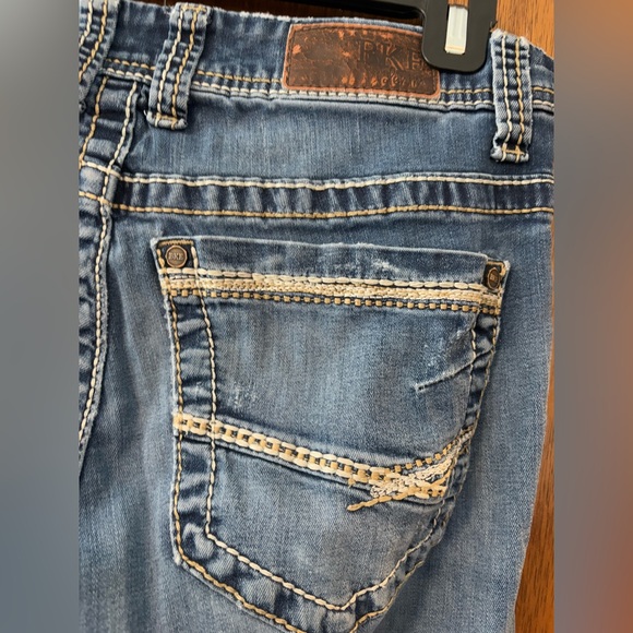 BKE Payton Distressed Bootcut Stretch Jeans Womens 29L (29x33.5) Blue Denim - Picture 5 of 13